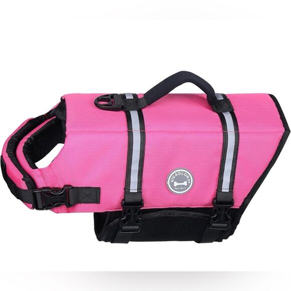 Dog Life Jacket, Boating Swimming Vest Enhanced Visibility Buoyancy, Pink Medium - Picture 2 of 12